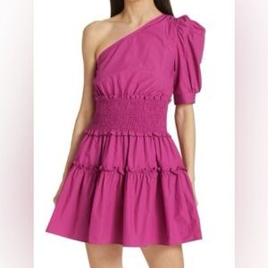 En Saison Fuchsia One-Shoulder Minu Dress